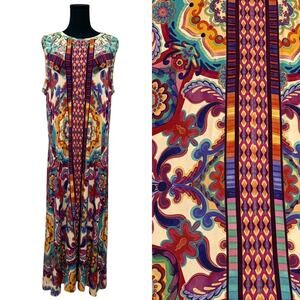 Johnny Was Janie Favorite Knit Tank Dress Multicolor Mcanna Scarf Print Large